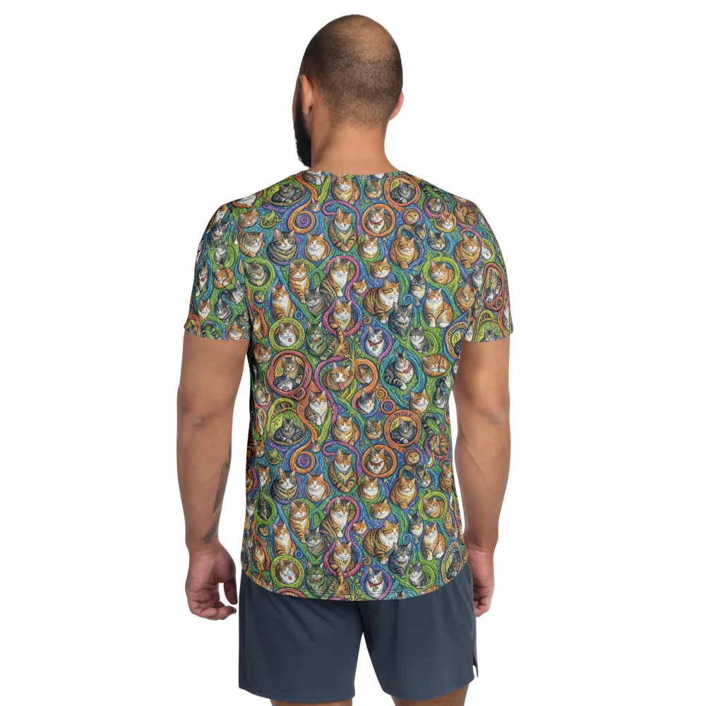 Cathedral of Cats on Men's Athletic T-Shirt — Back