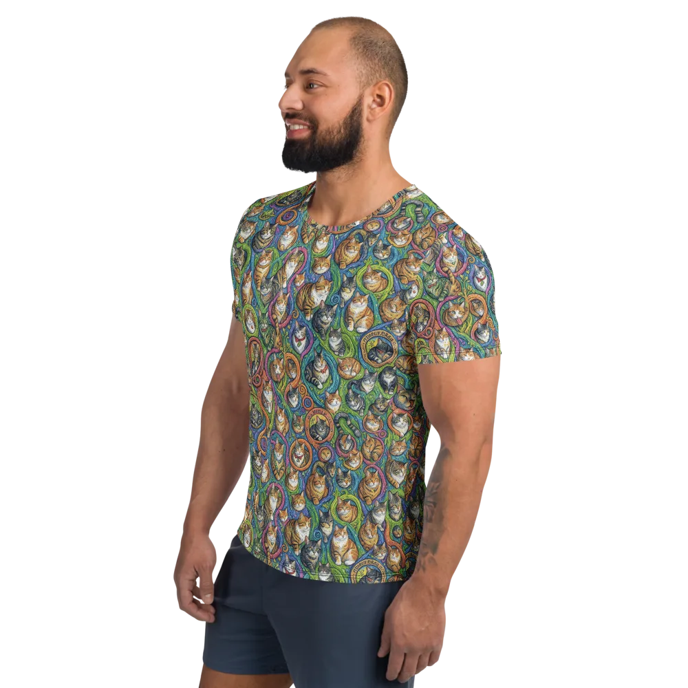 Cathedral of Cats on Men's Athletic T-Shirt — Left