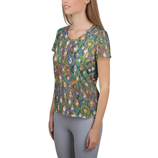 Cathedral of Cats on a Women's Athletic T-Shirt