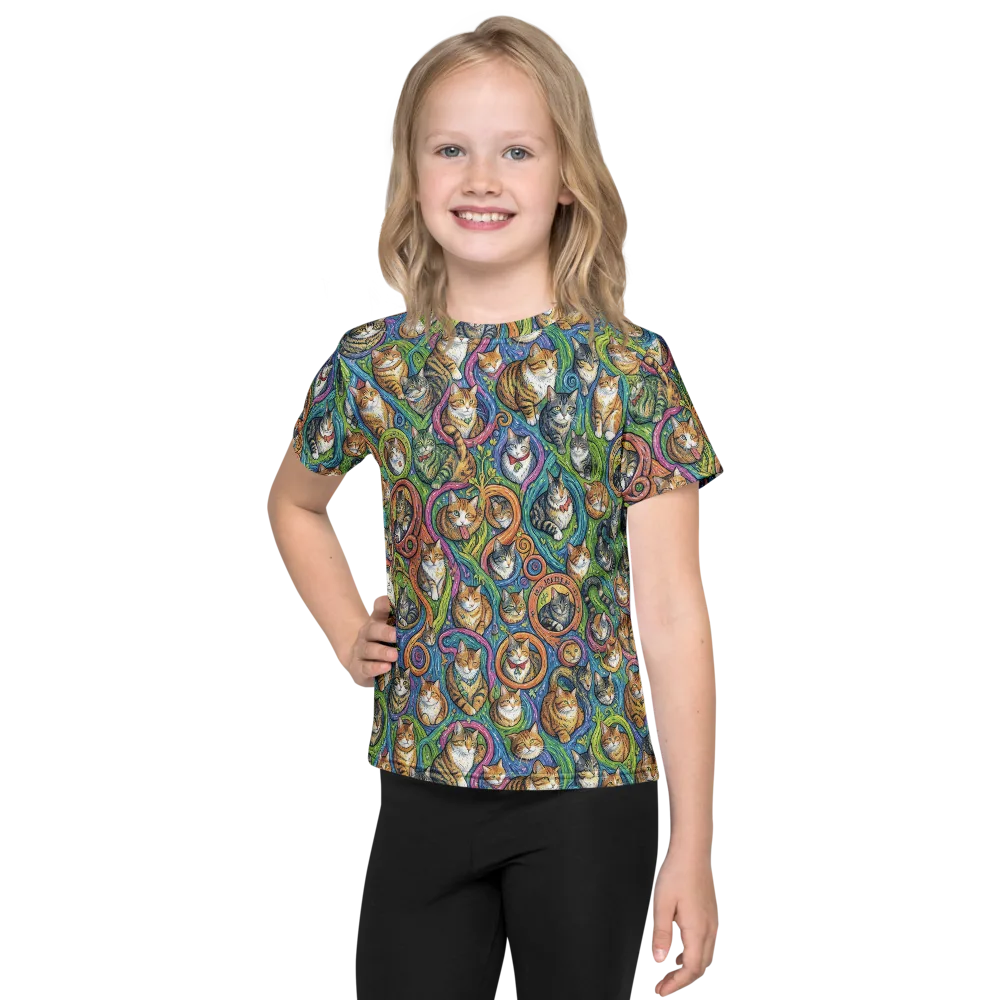 Cathedral of Cats on Kids Crew Neck T-Shirt — Front