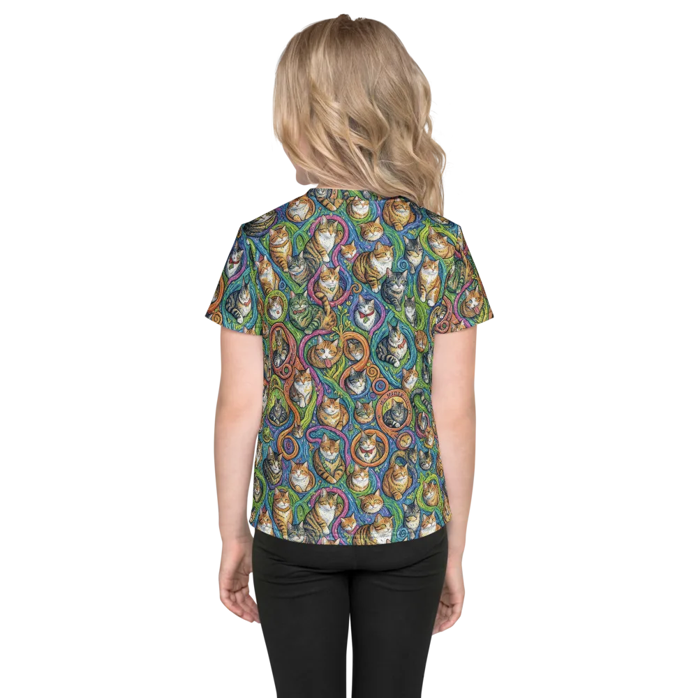 Cathedral of Cats on Kids Crew Neck T-Shirt — Back