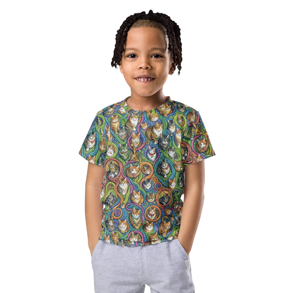 Cathedral of Cats on Kids Crew Neck T-Shirt — Front