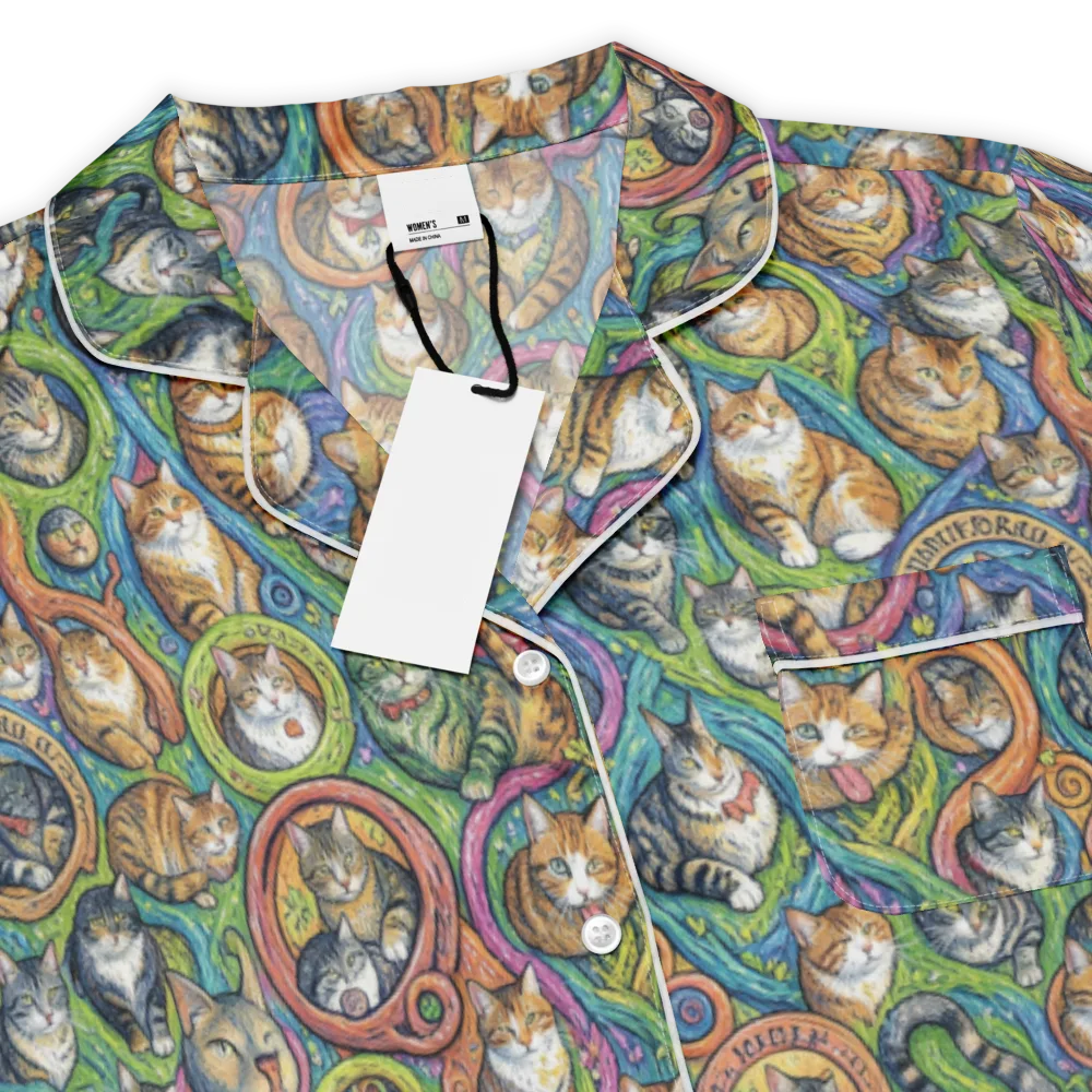 Cathedral of Cats on Women's Short Sleeve Pajama Top — Product details