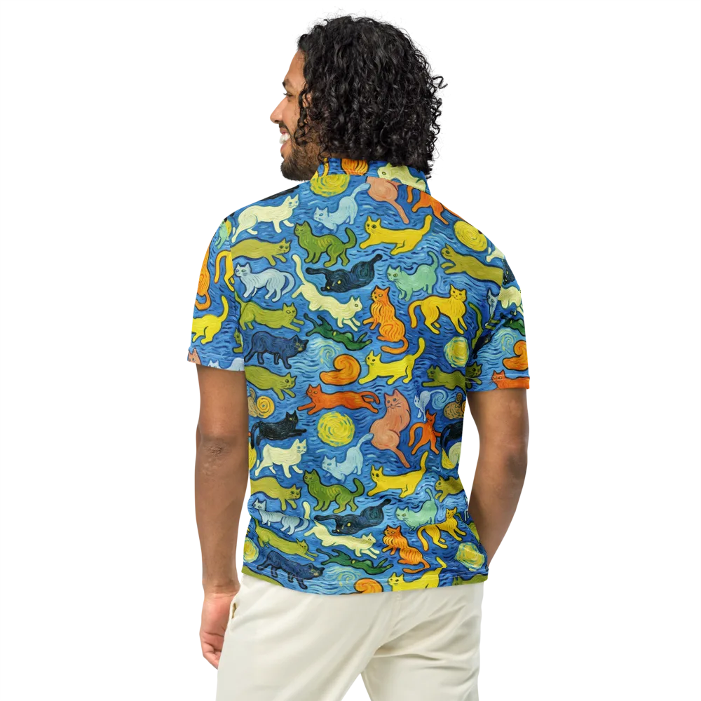 Whisker Waves on Men's Slim Fit Polo Shirt — Back