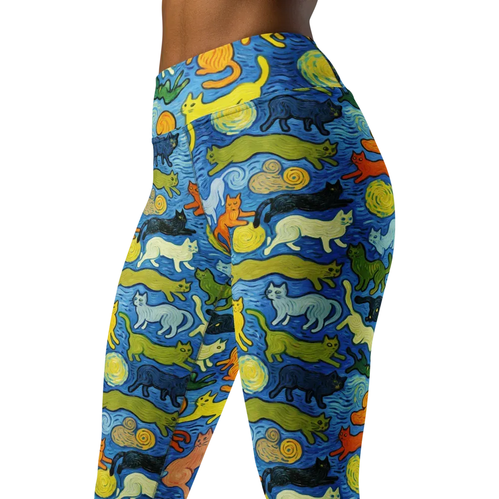 Whisker Waves on Yoga Leggings — Left Front