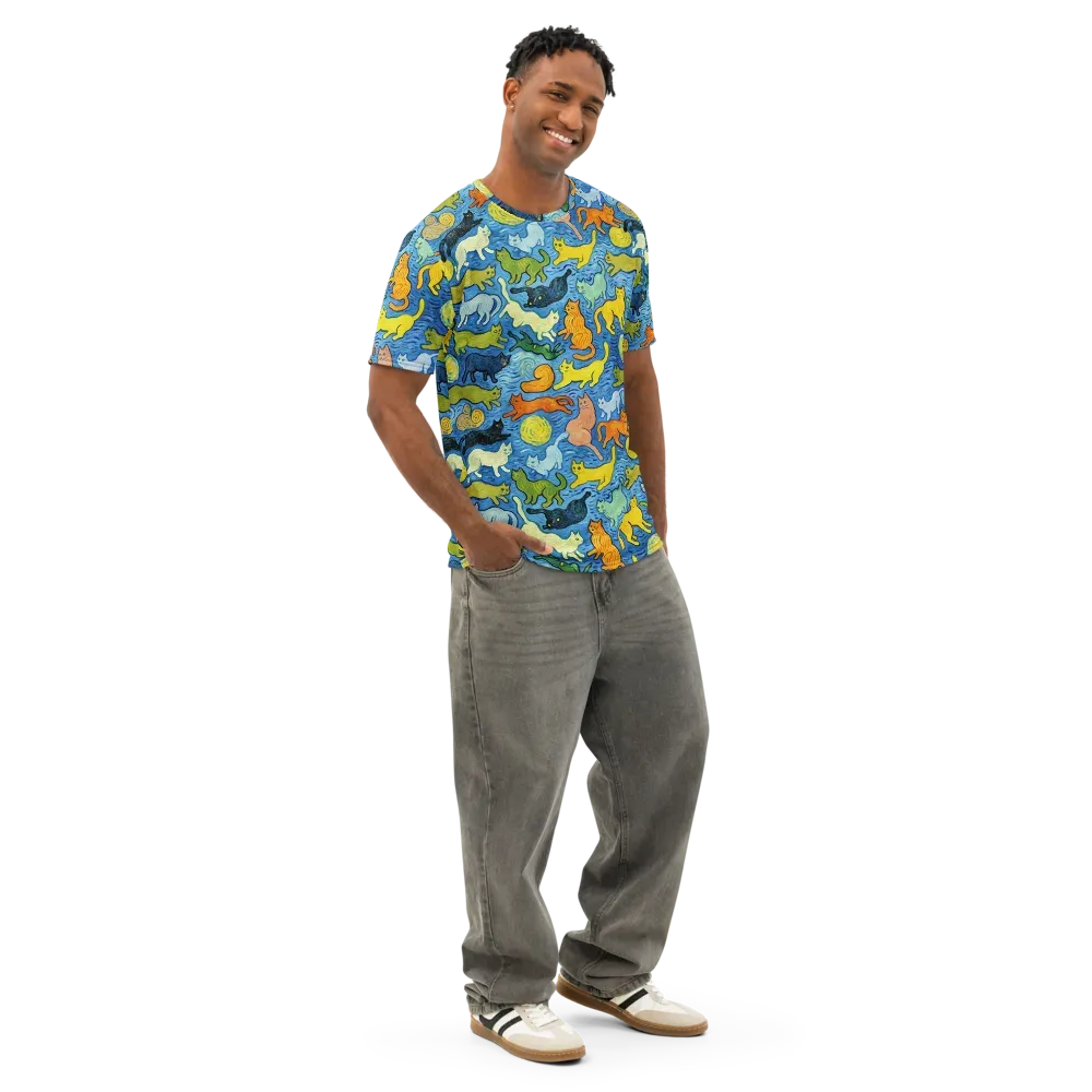 Whisker Waves on Men's Cotton Crew Neck T-Shirt — Right Front