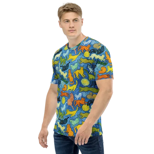 Whisker Waves on a Men's Crew Neck T-Shirt