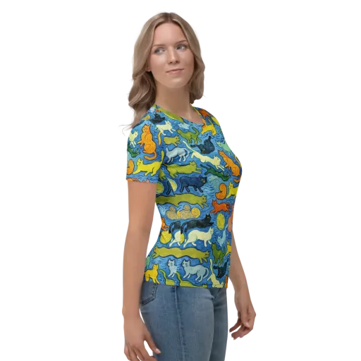 Whisker Waves on a Women's Crew Neck T-Shirt