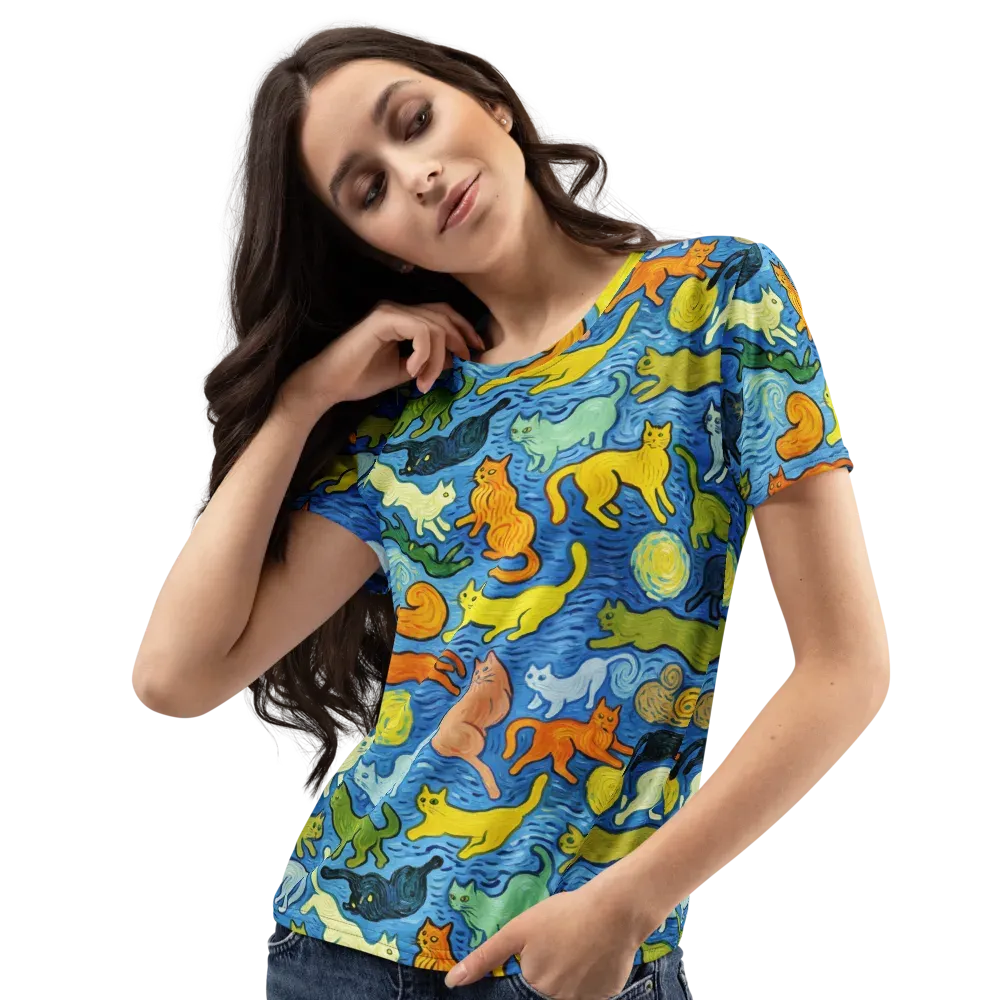 Whisker Waves on Women's Crew Neck T-Shirt — Left Front