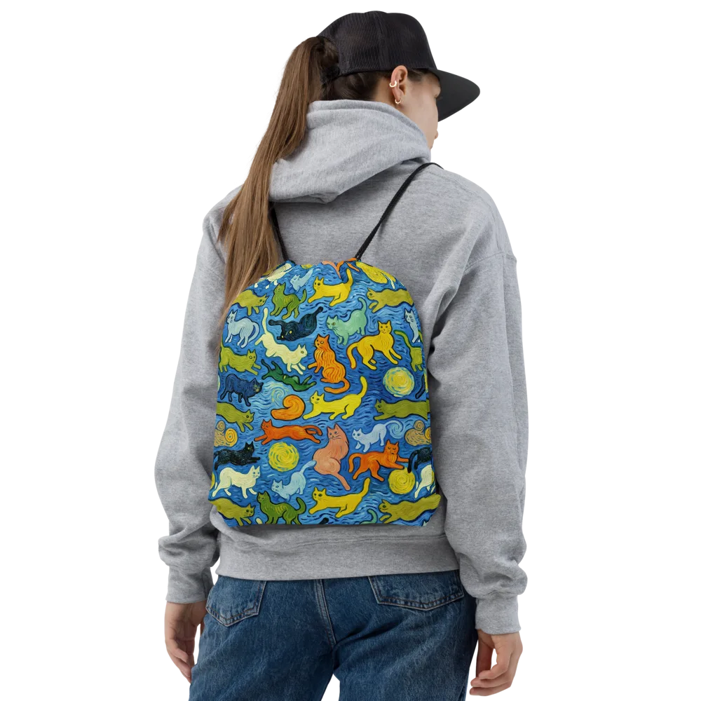 Whisker Waves on Drawstring Bag — Front