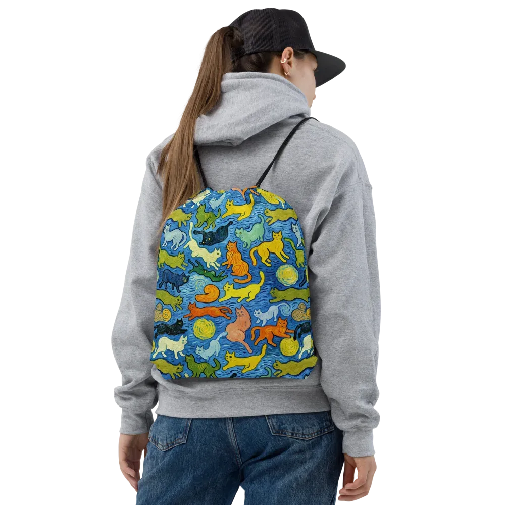 Whisker Waves on Drawstring Bag — Front