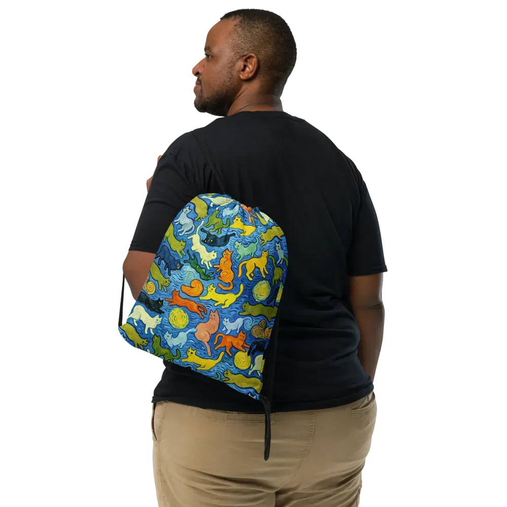 Whisker Waves on Drawstring Bag — Front