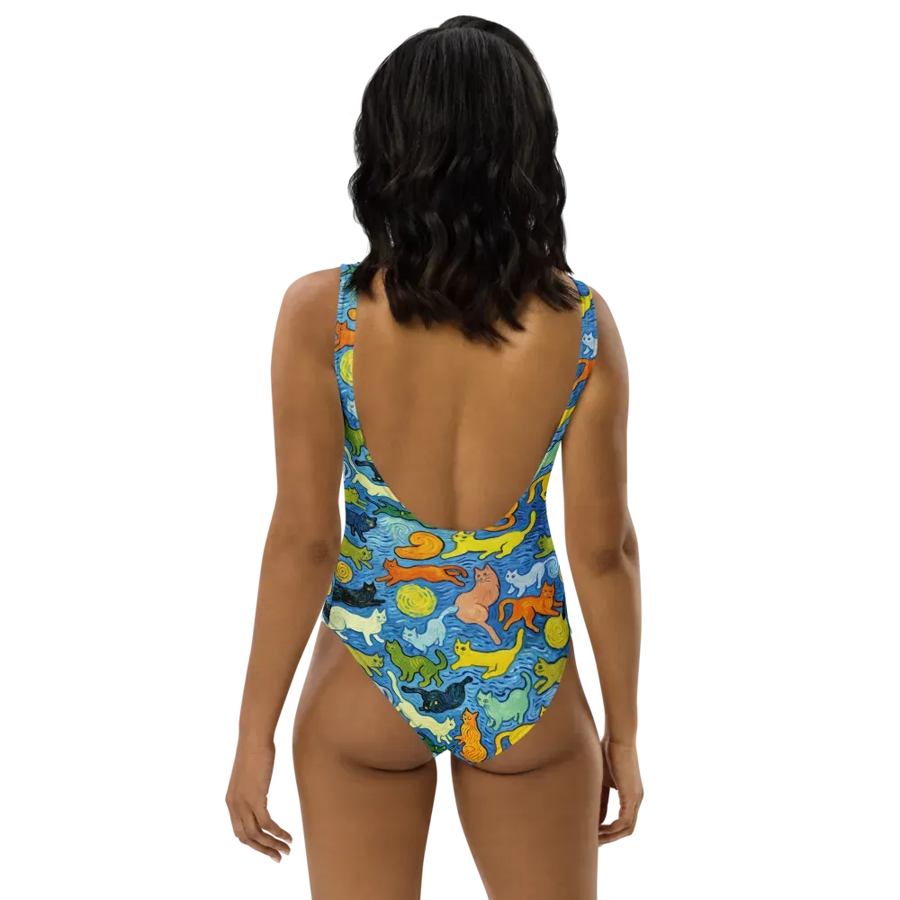 Whisker Waves on One-Piece Swimsuit — Back