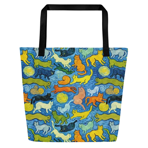 Whisker Waves on a Large Tote Bag W/ Pocket