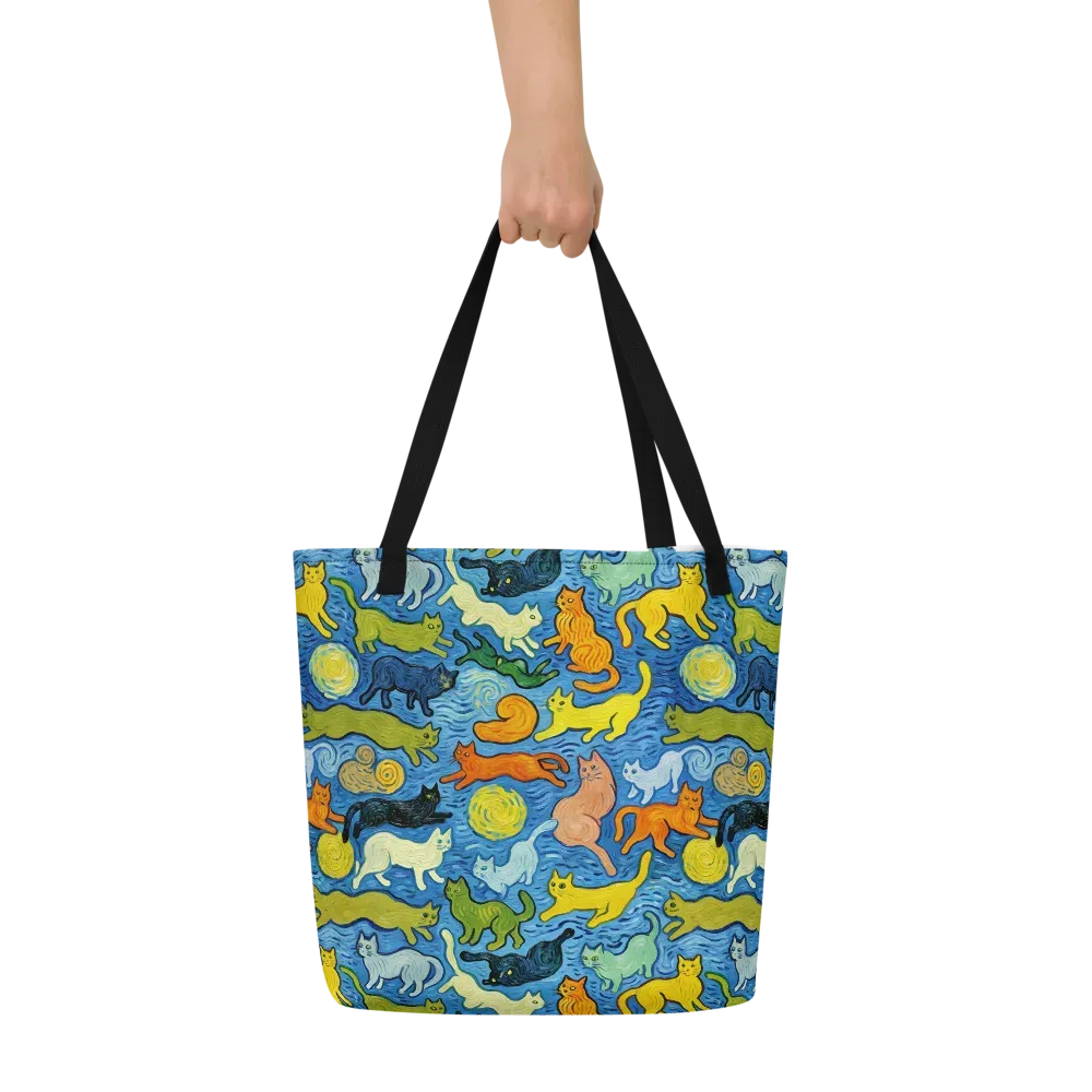 Whisker Waves on Large Tote Bag W/ Pocket — Front