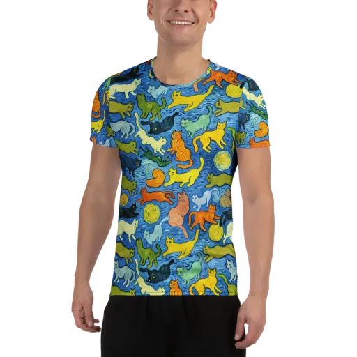 Whisker Waves on a Men's Athletic T-Shirt
