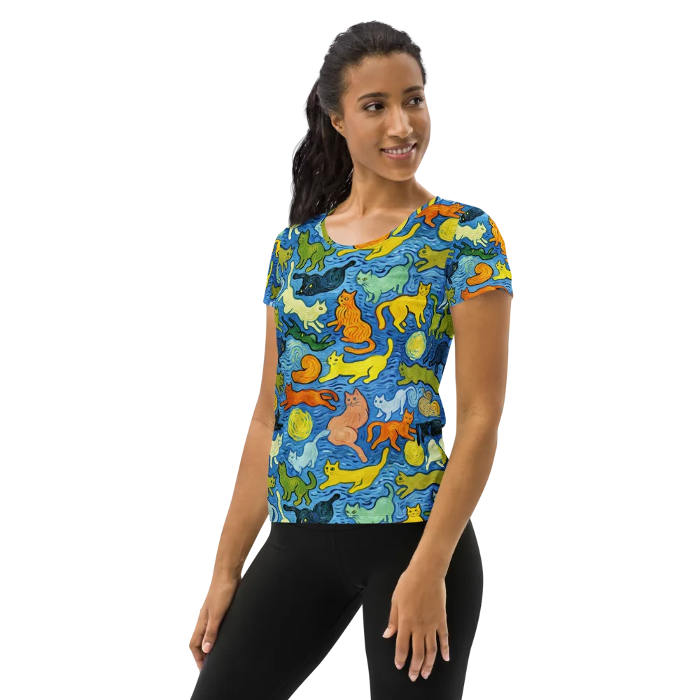 Whisker Waves on Women's Athletic T-Shirt — Left