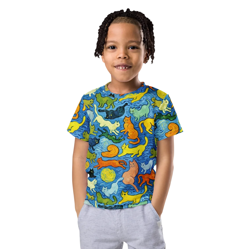 Whisker Waves on Kids Crew Neck T-Shirt — Front