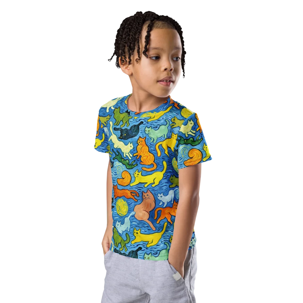 Whisker Waves on Kids Crew Neck T-Shirt — Left Front