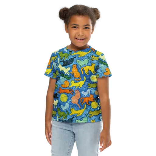 Whisker Waves on a Kids Crew Neck T-Shirt