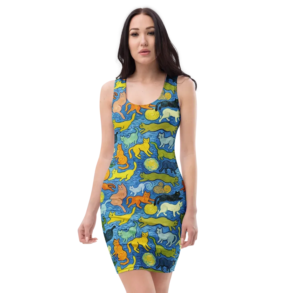 Whisker Waves on Bodycon Dress — Front