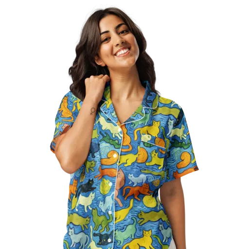 Whisker Waves on a Women's Short Sleeve Pajama Top