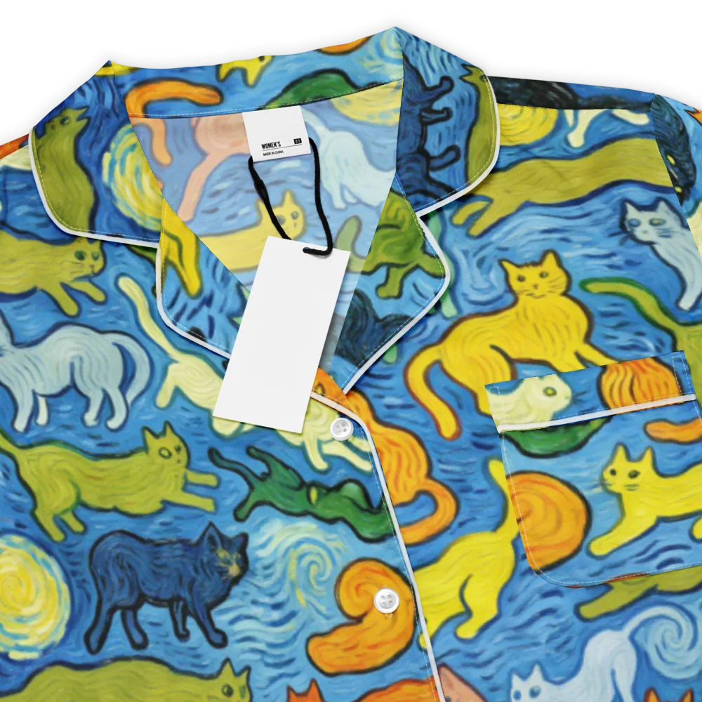 Whisker Waves on Women's Short Sleeve Pajama Top — Product details