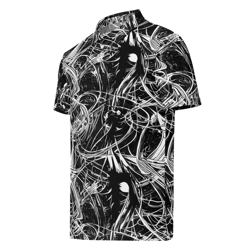 Noir Current on Men's Slim Fit Polo Shirt — Left Front