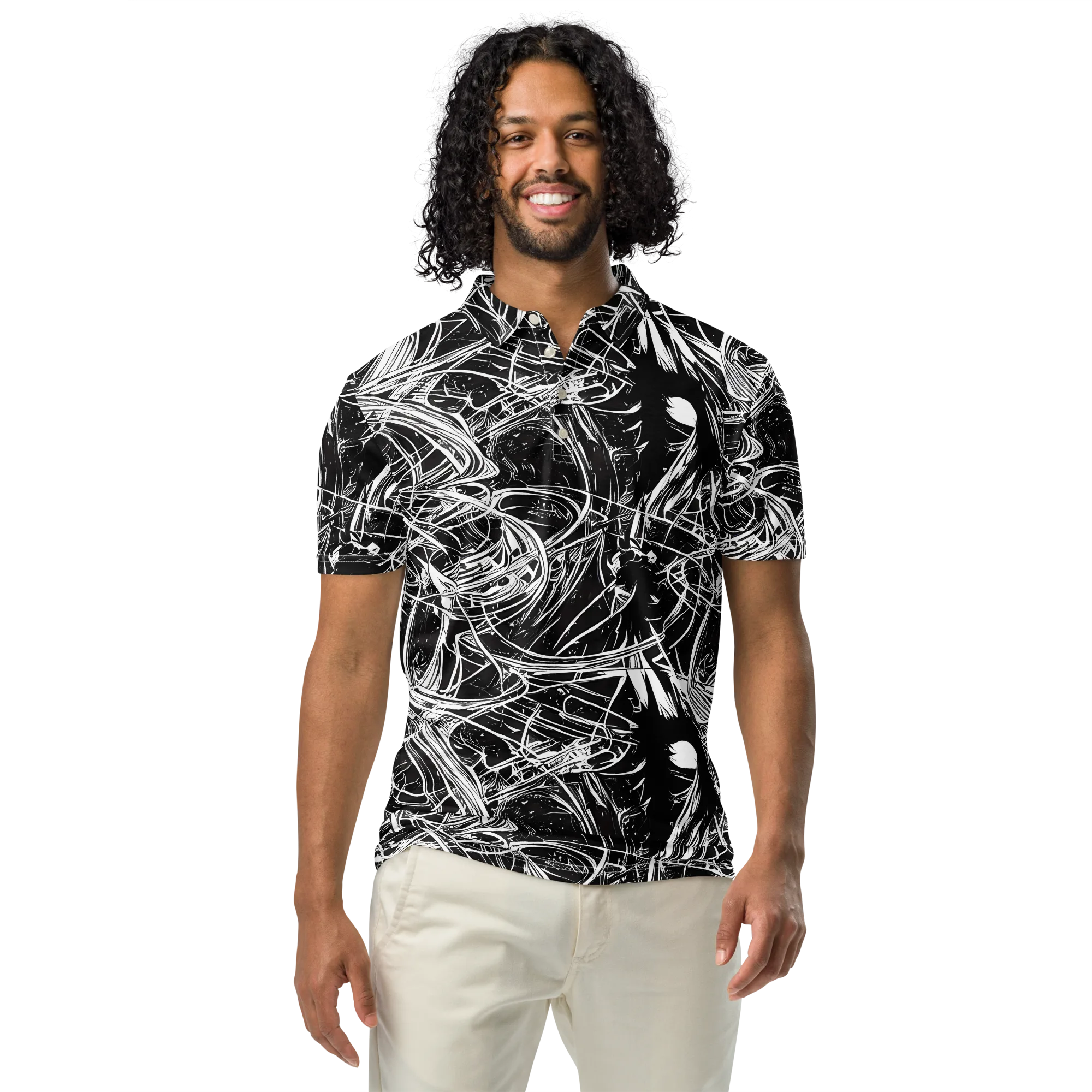 Noir Current on Men's Slim Fit Polo Shirt — Front