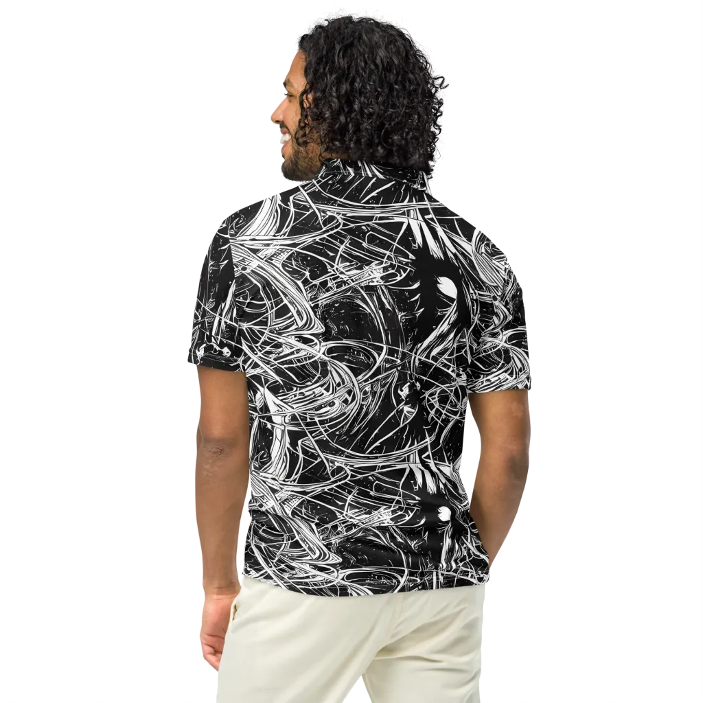 Noir Current on Men's Slim Fit Polo Shirt — Back