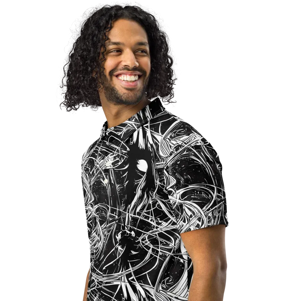 Noir Current on Men's Slim Fit Polo Shirt — Left Front