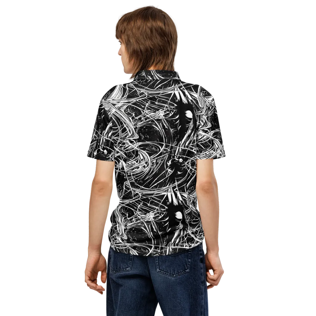 Noir Current on Men's Slim Fit Polo Shirt — Back