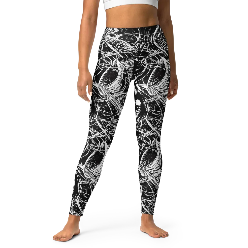 Noir Current on Yoga Leggings — Front