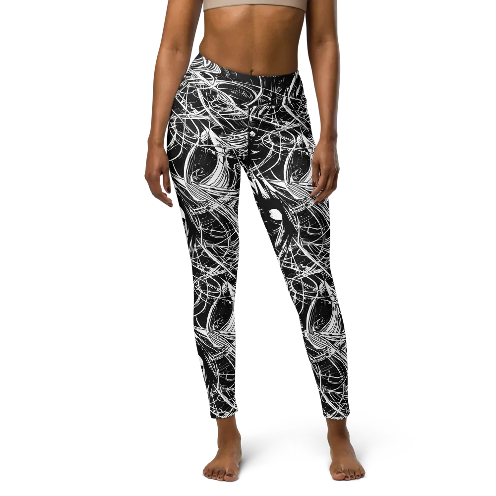 Noir Current on Yoga Leggings — Front