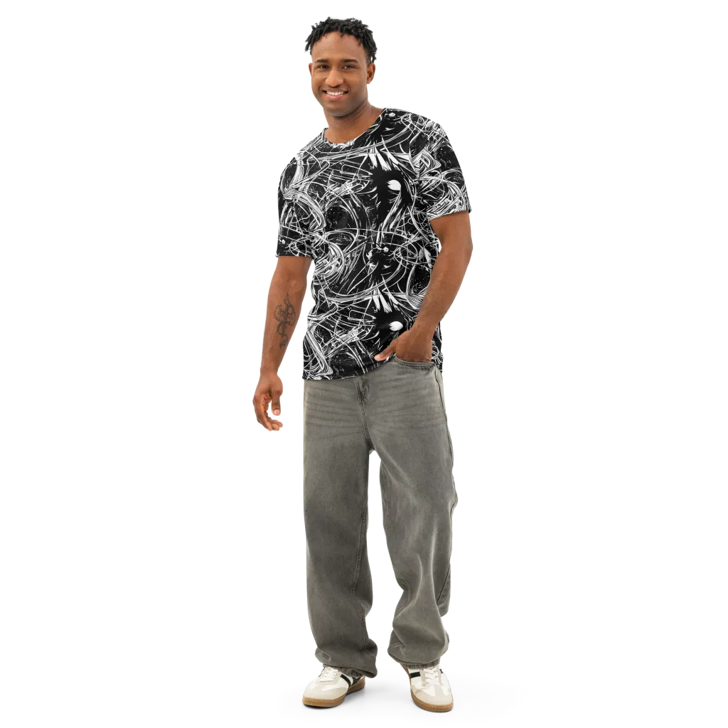 Noir Current on Men's Cotton Crew Neck T-Shirt — Front