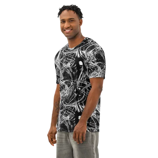 Noir Current on a Men's Cotton Crew Neck T-Shirt