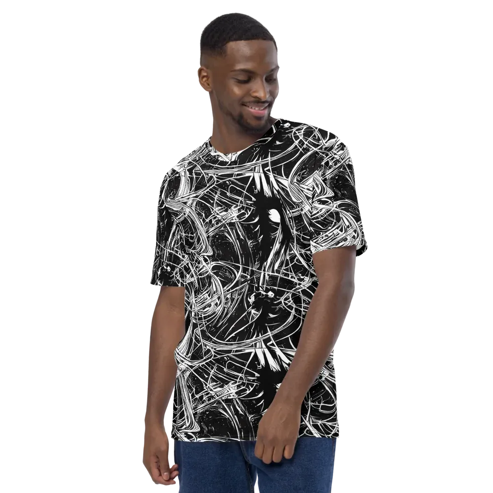 Noir Current on Men's Crew Neck T-Shirt — Left
