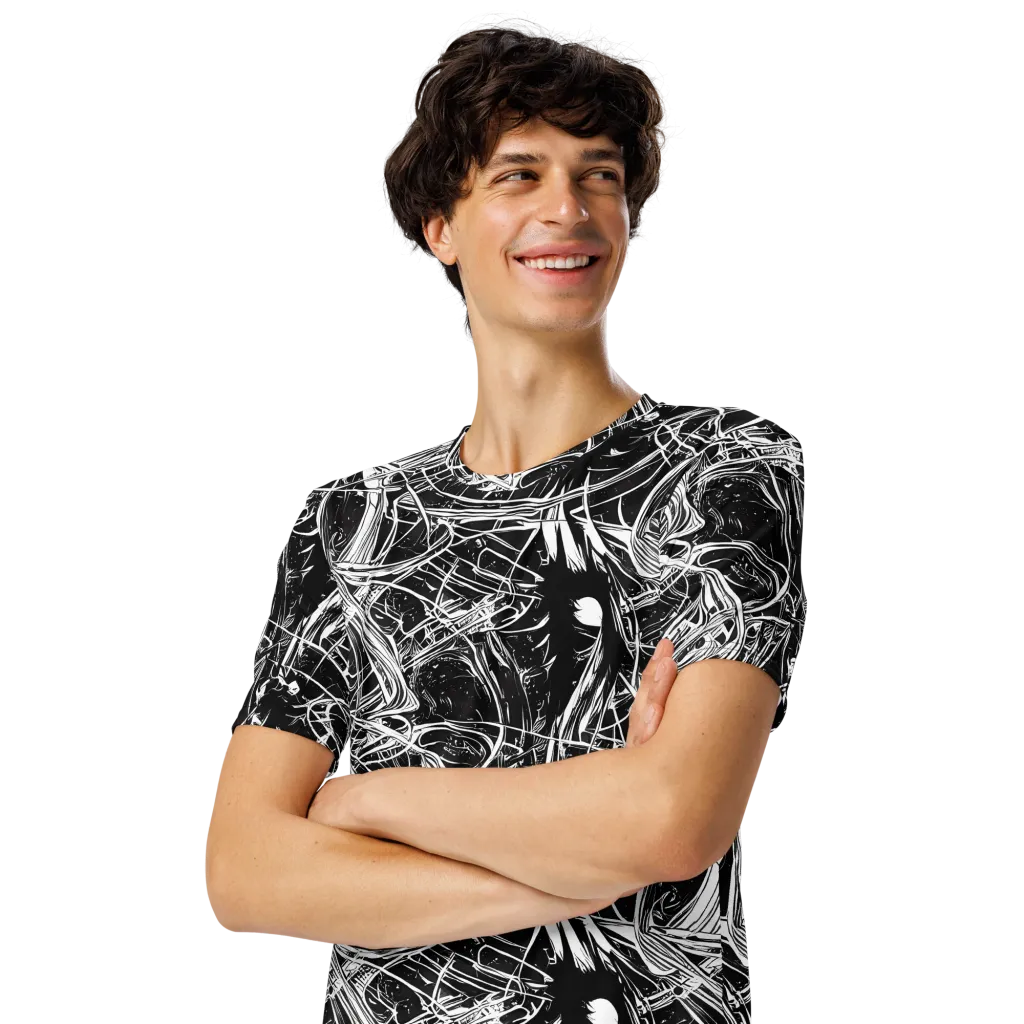 Noir Current on Men's Crew Neck T-Shirt — Left Front