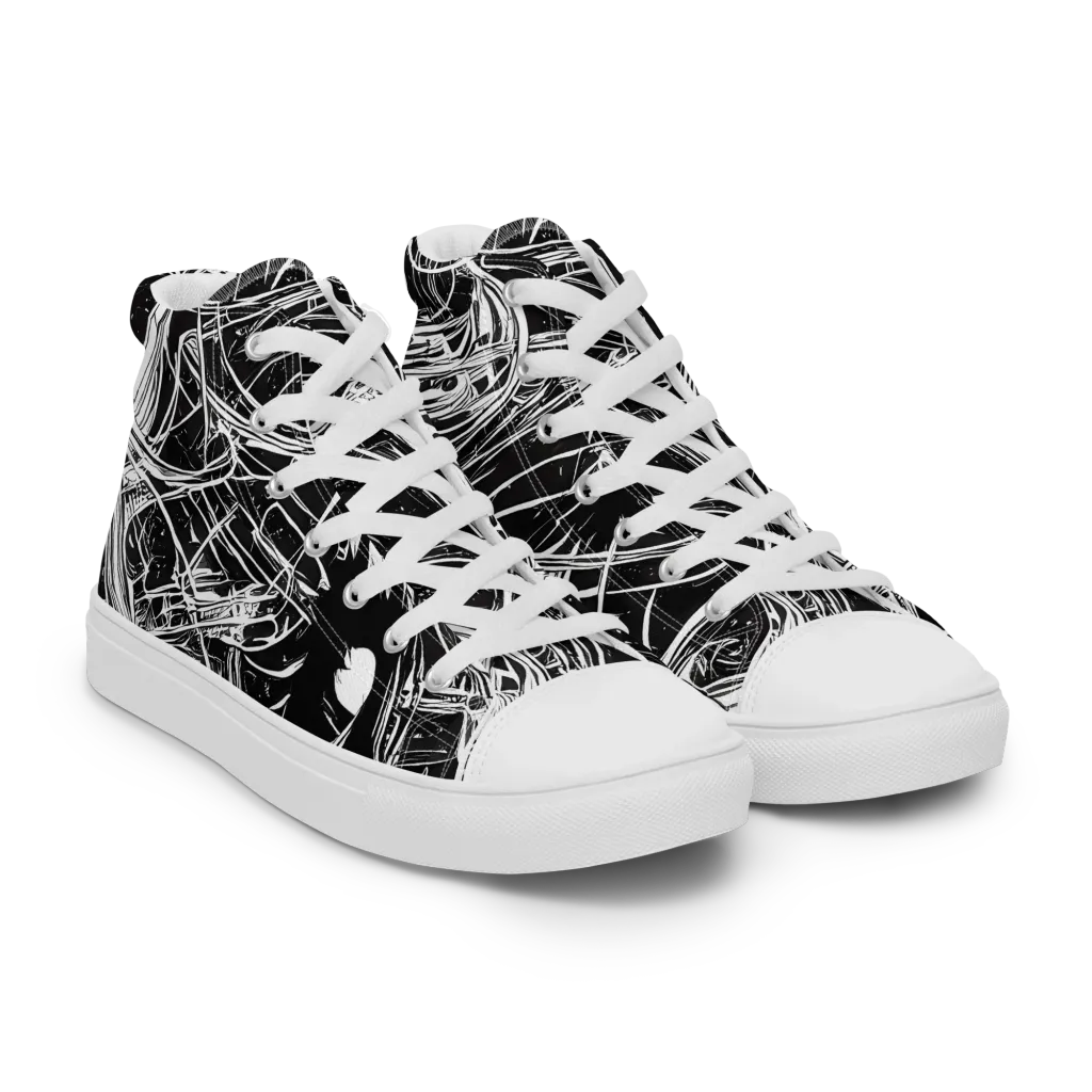 Noir Current on Women's High Top Canvas Shoes — Right Front