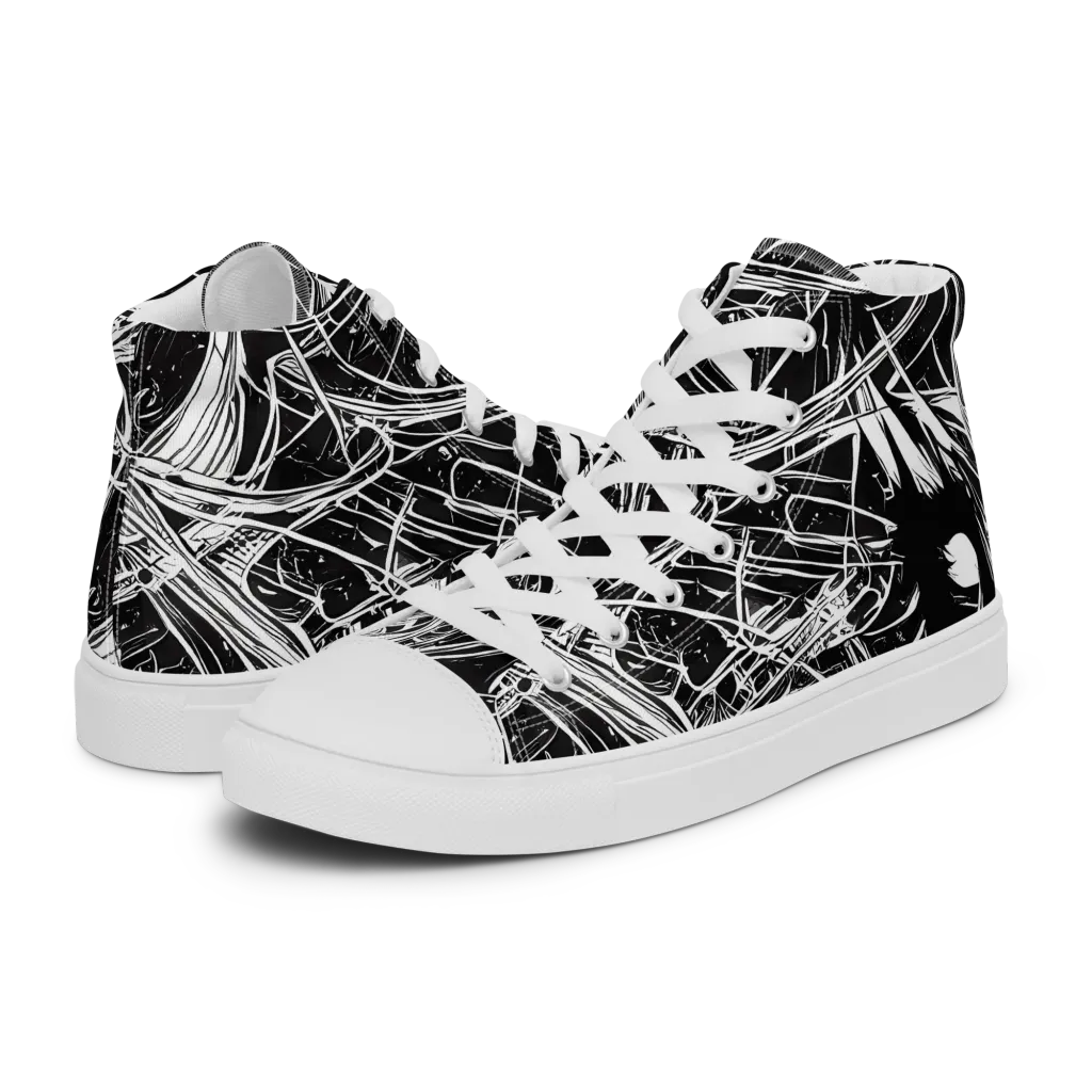 Noir Current on Women's High Top Canvas Shoes — Left