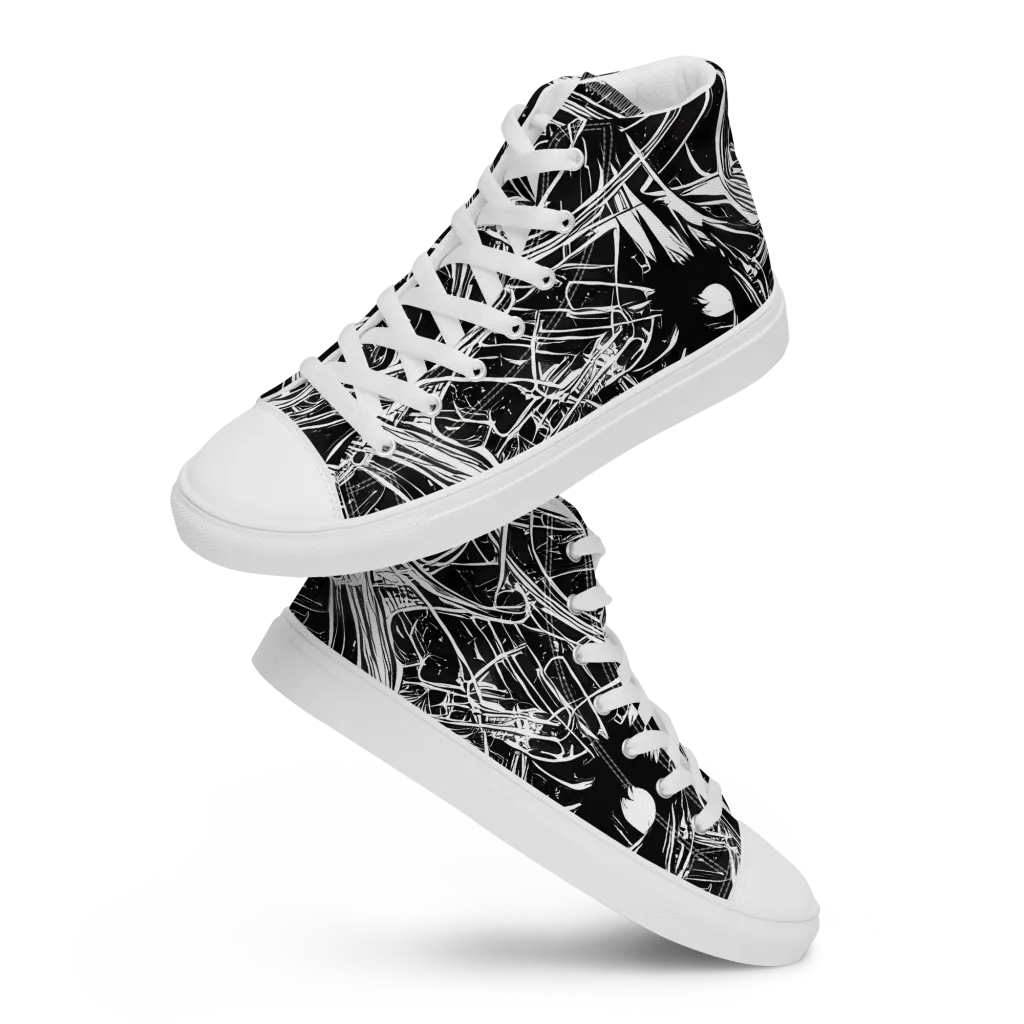 Noir Current on Women's High Top Canvas Shoes — Front