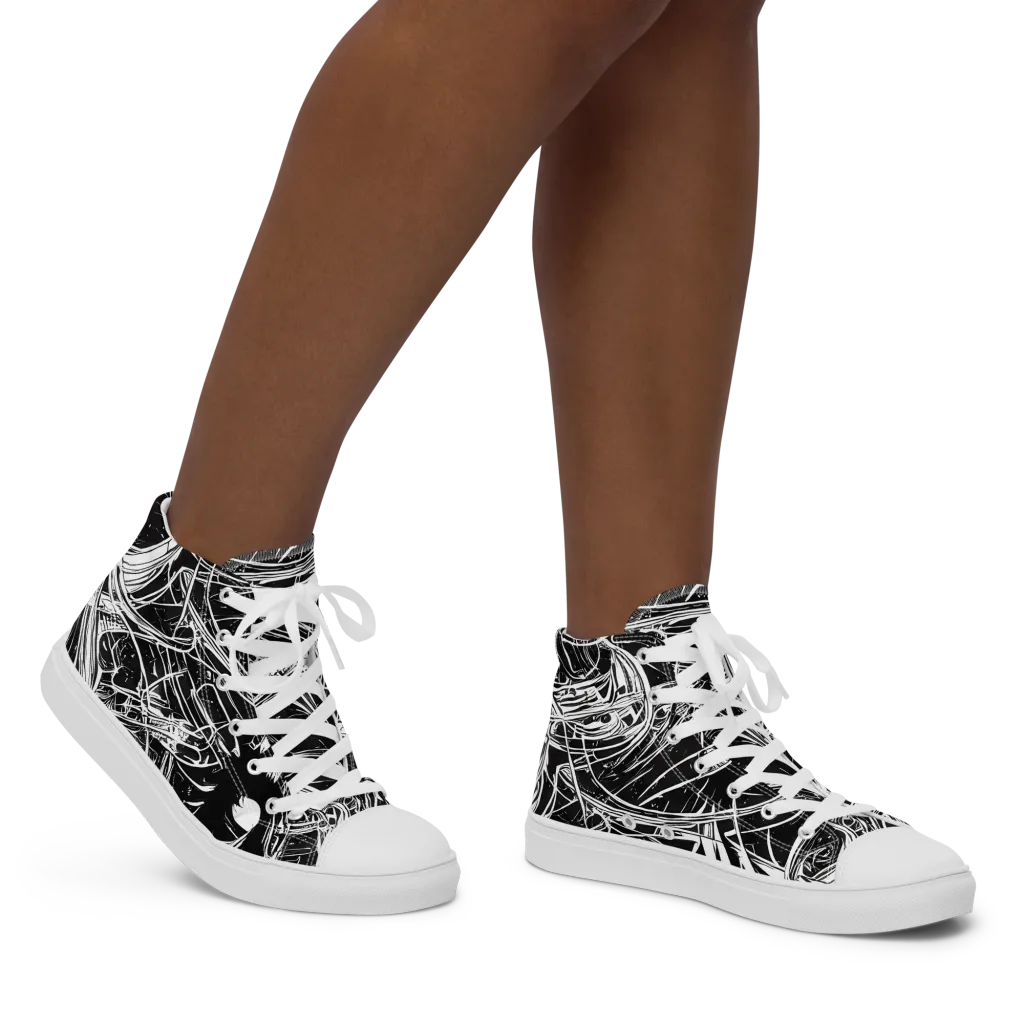 Noir Current on Women's High Top Canvas Shoes — Right