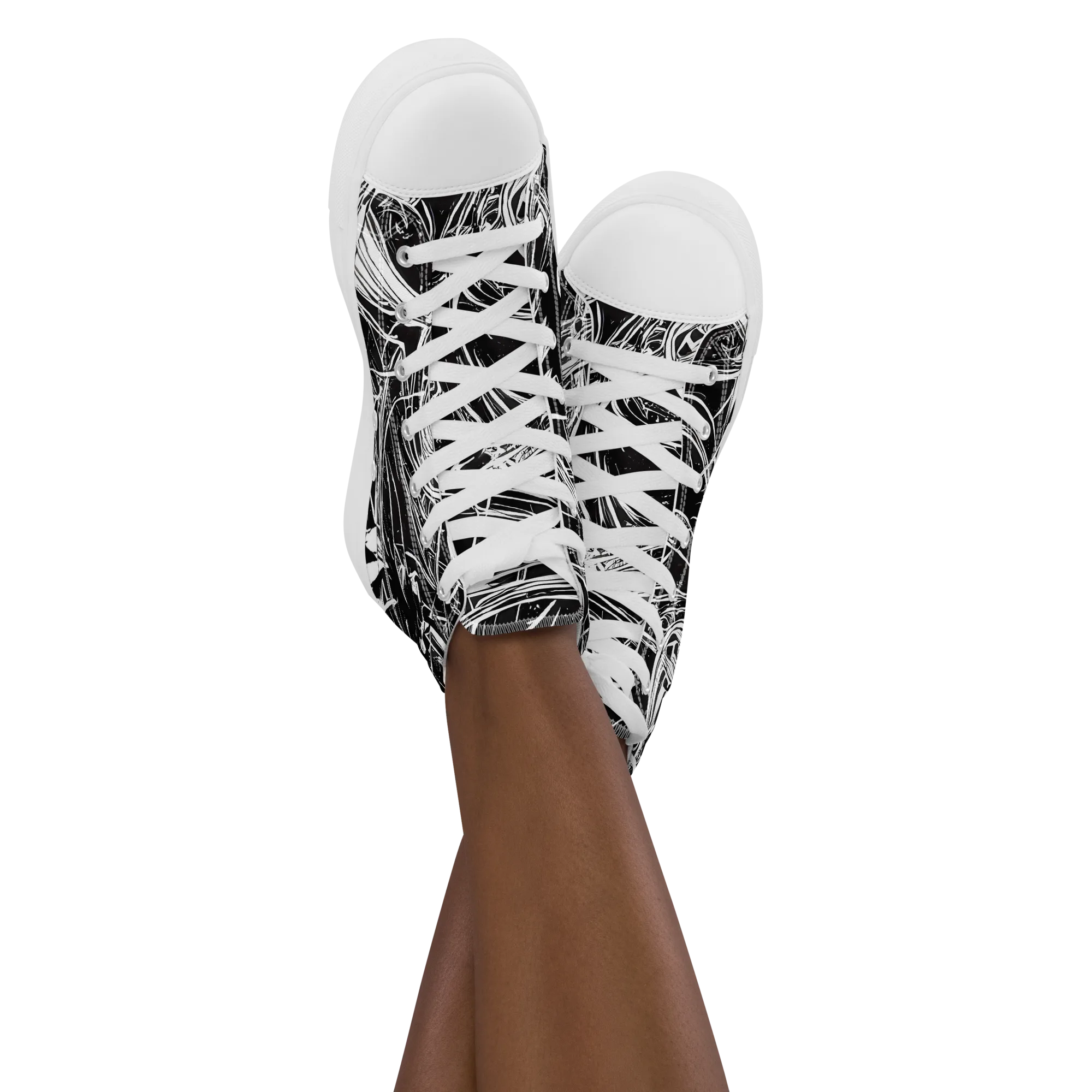 Noir Current on Women's High Top Canvas Shoes — Front
