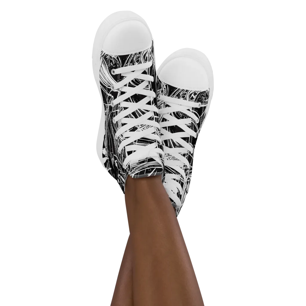 Noir Current on Women's High Top Canvas Shoes — Front