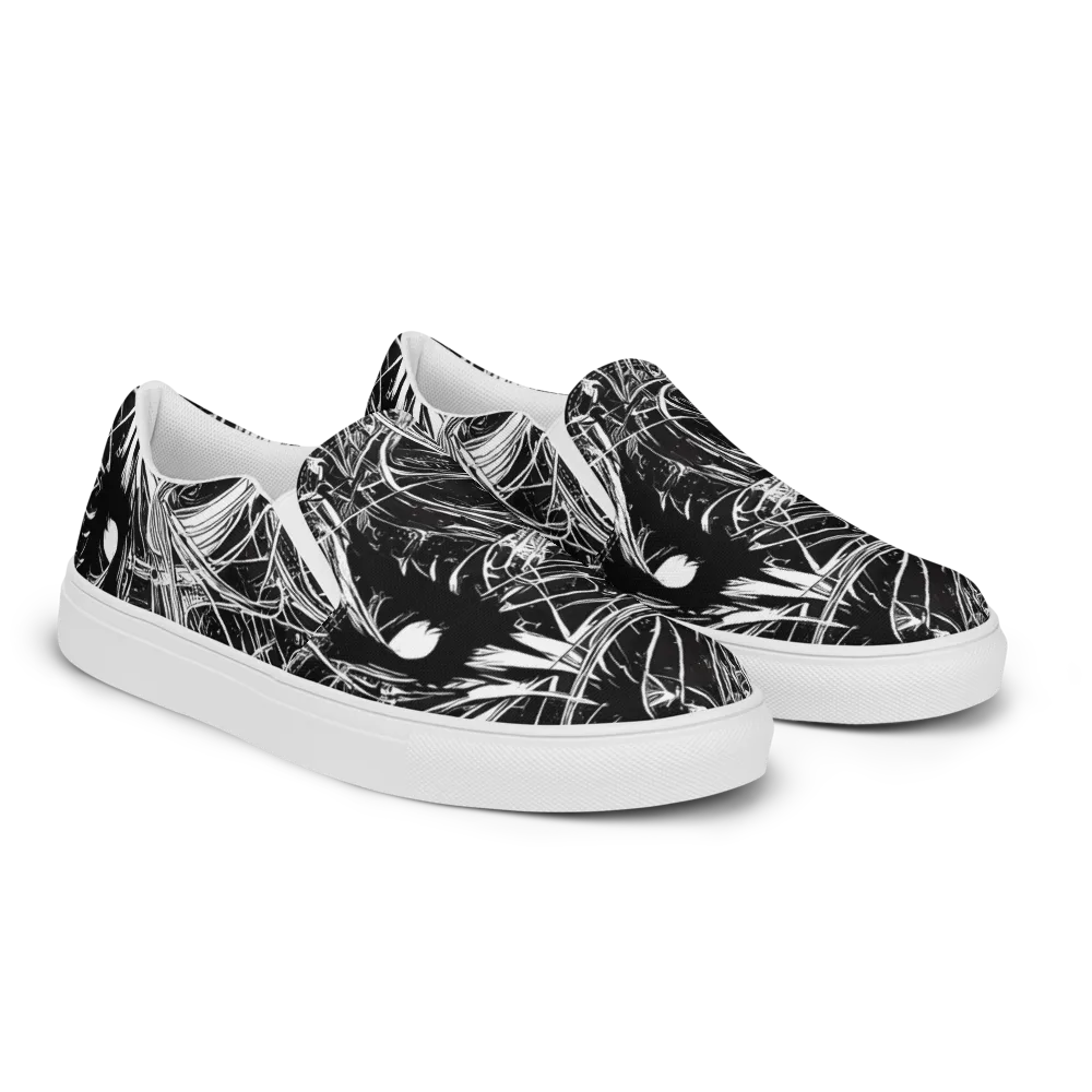 Noir Current on Men's Slip-On Canvas Shoes — Right Front