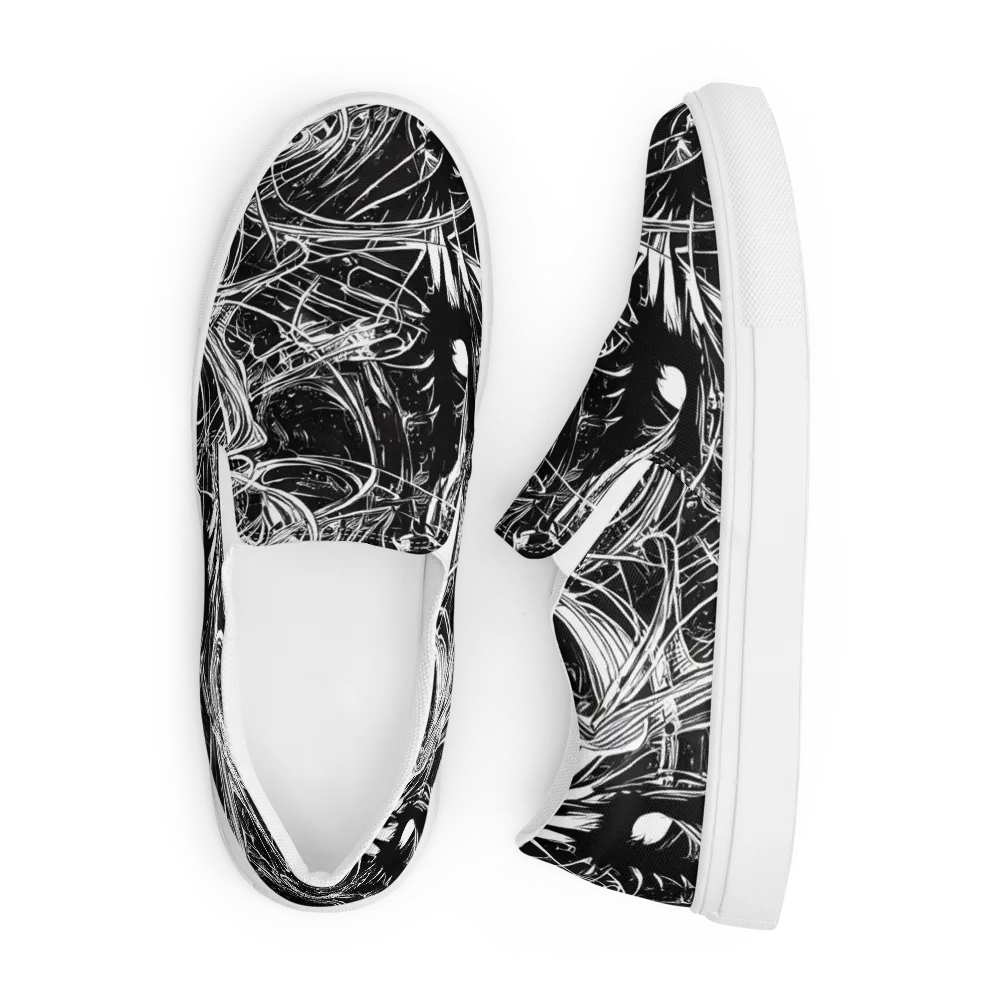 Noir Current on Men's Slip-On Canvas Shoes — Front