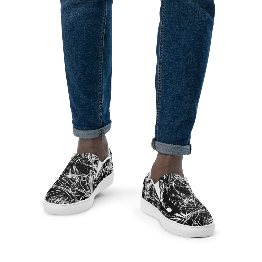 Noir Current on Men's Slip-On Canvas Shoes — Front