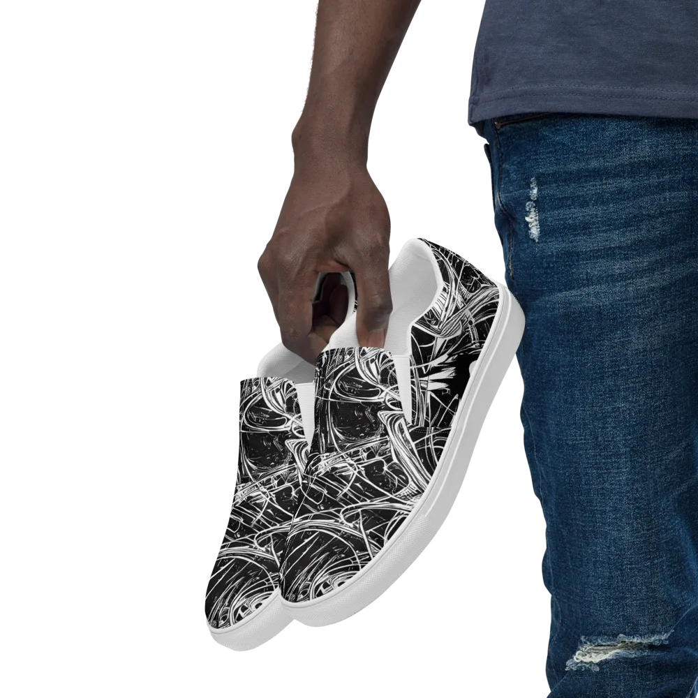 Noir Current on Men's Slip-On Canvas Shoes — Left Front