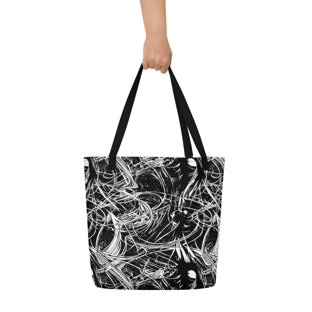 Noir Current on Large Tote Bag W/ Pocket — Front