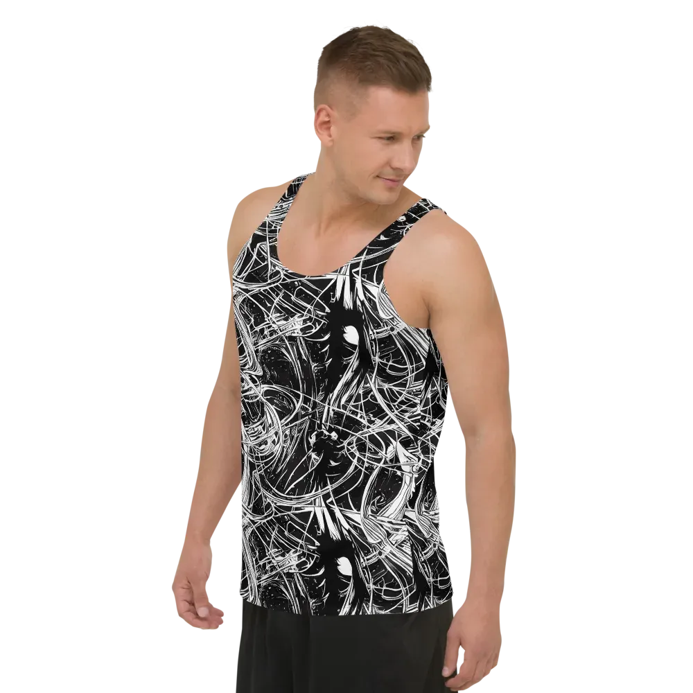 Noir Current on Men's Tank Top — Left Front